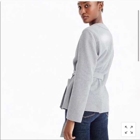J. CREW Gray Long Sleeve Wrap Belted Sweatshirt Cardigan Sweater NWT Size Medium - Picture 3 of 12